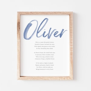 Oliver Baby Name Meaning Poem Baby Names Nursery Sign Boy Names Printable Poem Instant Digital Downloads to put in nursery