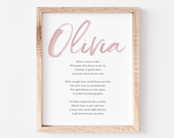 Olivia Baby Name Meaning Poem Baby Names Nursery Sign Girl Names Printable Poem Instant Digital Downloads to put in nursery