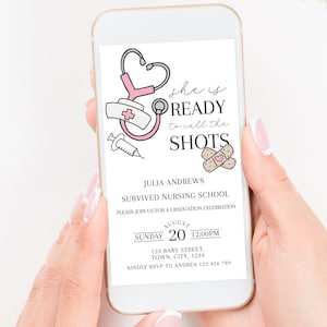 Nurse Graduation Party Invitation, She&#39;s Ready to Call the Shots, Medical School Graduation Invitation, Nursing Party Invite, Nursing Grad