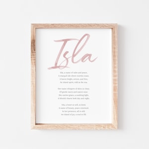 Isla Baby Name Meaning Poem Baby Names Nursery Sign Girl Names Printable Poem Instant Digital Downloads da mettere nella stanza dei bambini