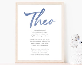 Theo Baby Name Meaning Poem Baby Names Nursery Sign Boy Names Printable Poem Instant Digital Downloads to put in nursery