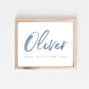 Oliver Name Print with Morse Code | Military Baby Gift | Custom Nursery Art | Army Navy Room Decor | Aviation Room Gift digital download