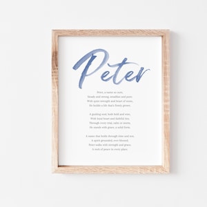 Peter Baby Name Meaning Poem Baby Names Nursery Sign Boy Names Printable Poem Instant Digital Downloads to put in nursery