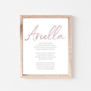 Ariella Baby Name Meaning Poem Baby Names Nursery Sign Girl Names Printable Poem Instant Digital Downloads to put in nursery