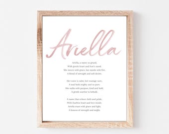 Ariella Baby Name Meaning Poem Baby Names Nursery Sign Girl Names Printable Poem Instant Digital Downloads to put in nursery
