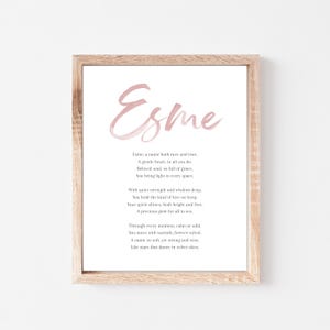 Esme Baby Name Meaning Poem Baby Names Nursery Sign Girl Names Printable Poem Instant Digital Downloads to put in nursery
