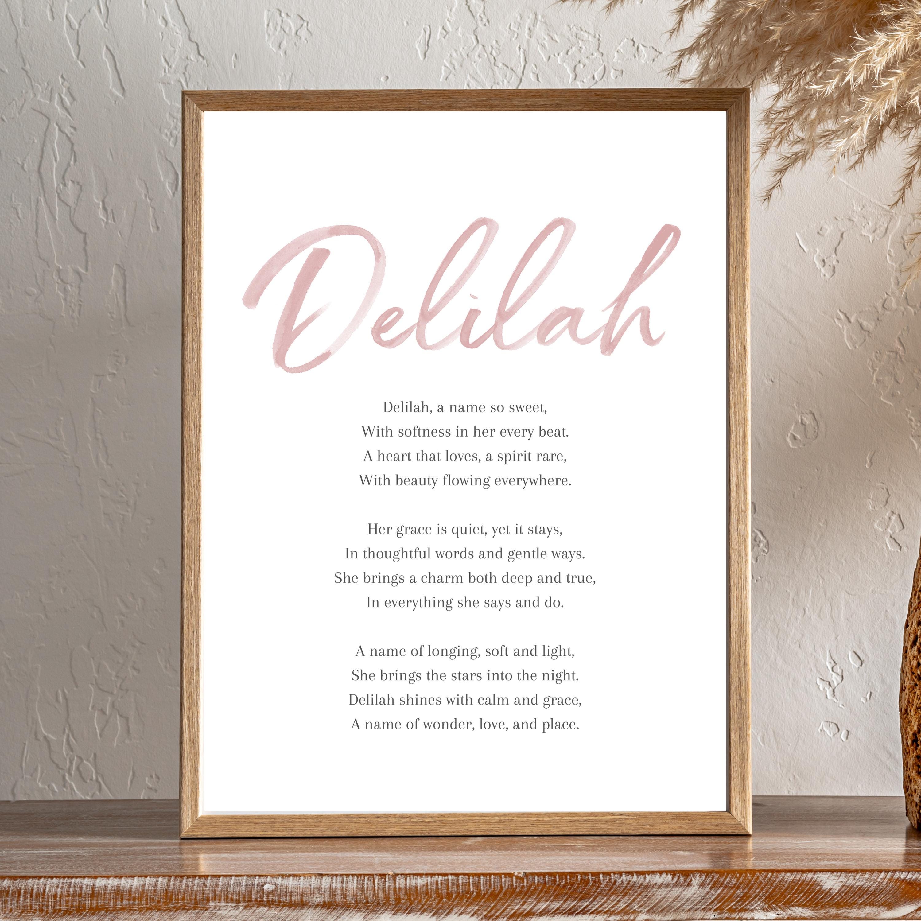 Delilah Baby Name Meaning Poem Baby Names Nursery Sign Girl Names Delilah Baby Name Meaning Poem Baby Names Nursery Sign Girl Names