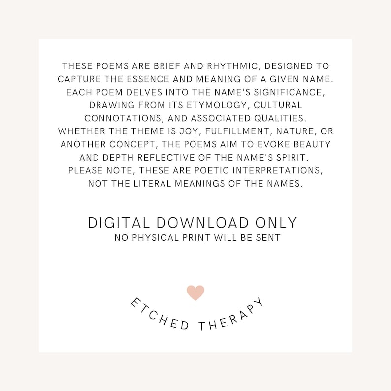 Zara Betydelsedikt för barnnamn Barnskylt Flicknamn Utskrivbara dikter Digitala nedladdningar för barnrum bild 4