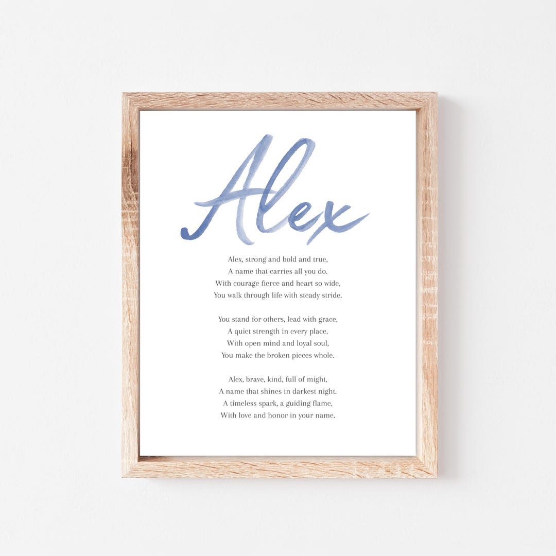 Alex Baby Name Meaning Poem Baby Names Nursery Sign Boy Names Printable ...
