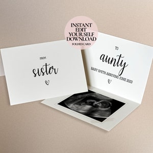 Sister Baby Announcement Card - best aunty! You're Pregnant! Pregnancy Announcement Card Digital Download