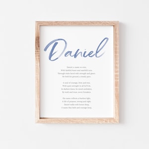 Daniel Baby Name Meaning Poem Baby Names Nursery Sign Boy Names Printable Poem Instant Digital Downloads to put in nursery