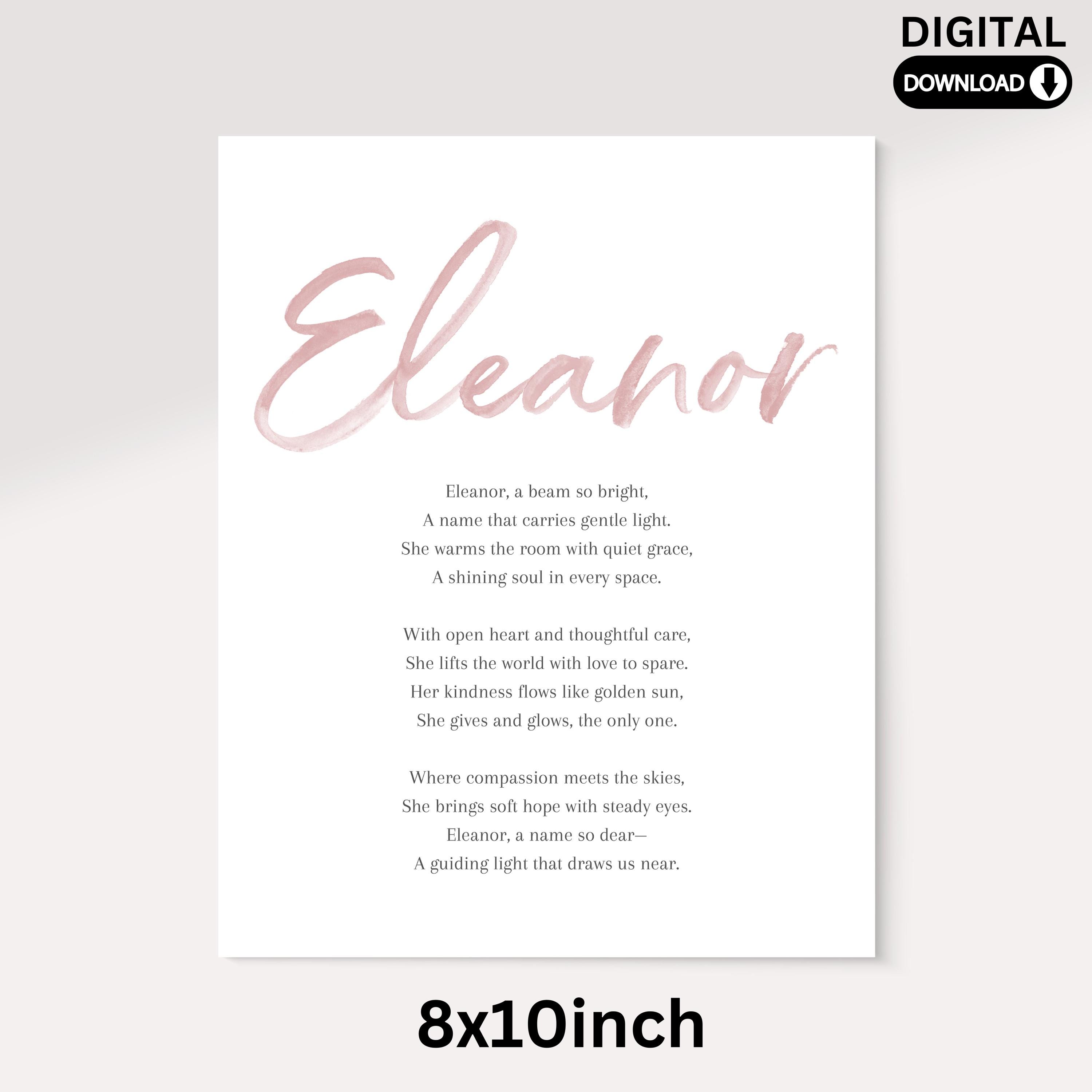 Eleanor Baby Name Meaning Poem Baby Names Nursery Sign Girl Names ...