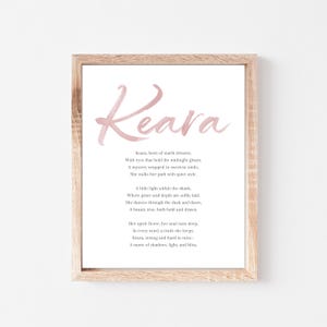 Keara Baby Name Meaning Poem Baby Names Nursery Sign Girl Names Printable Poem Instant Digital Downloads to put in nursery