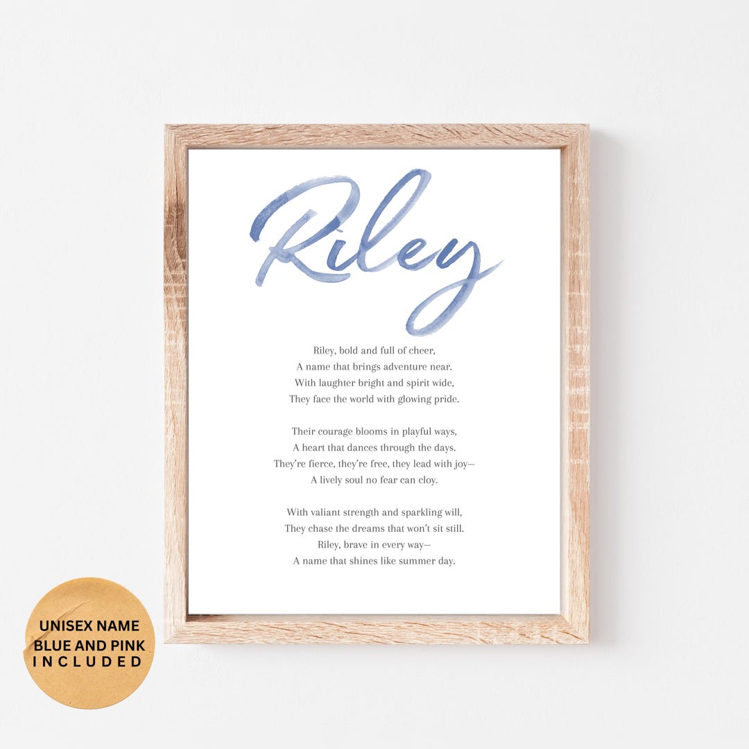 Riley Baby Name Meaning Poem Baby Names Nursery Sign Boy Names ...
