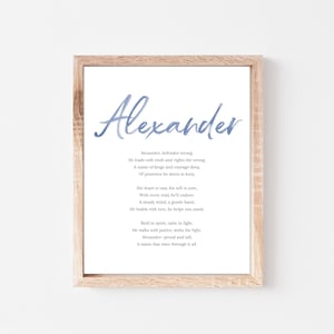 Alexander Baby Name Bedeutung Gedicht Babynamen Kinderzimmer Zeichen Jungennamen druckbare Gedicht Instant digitale Downloads in Kinderzimmer zu setzen