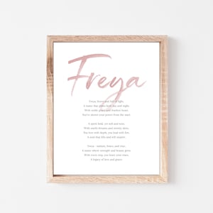 Freya Baby Name Meaning Poem Baby Names Nursery Sign Girl Names Printable Poem Instant Digital Downloads to put in nursery