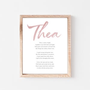 Thea Baby Name Meaning Poem Baby Names Nursery Sign Girl Names Printable Poem Instant Digital Downloads to put in nursery