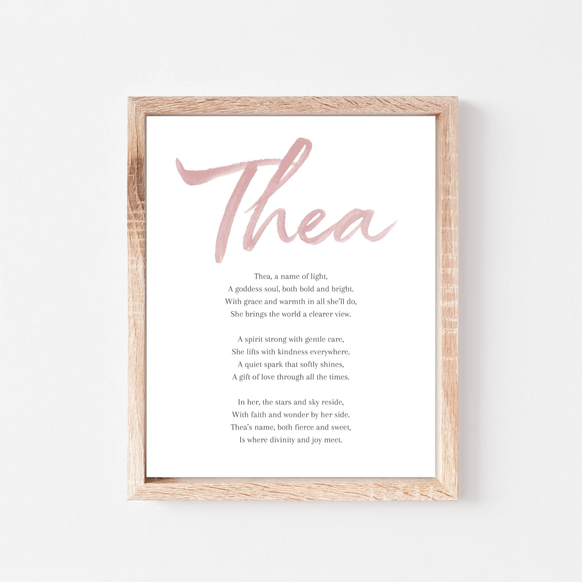 Thea Sign Thea Baby Name Meaning Poem Baby Names Nursery Sign Girl Names ...