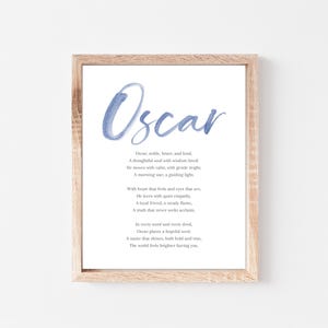 Oscar Baby Name Meaning Poem Baby Names Nursery Sign Boy Names Printable Poem Instant Digital Downloads to put in nursery