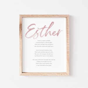 Esther Baby Name Meaning Poem Baby Names Nursery Sign Girl Names Printable Poem Instant Digital Downloads to put in nursery