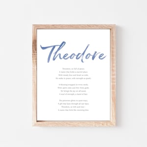 Theodore Baby Name Meaning Poem Baby Names Nursery Sign Boy Names Printable Poem Instant Digital Downloads to put in nursery