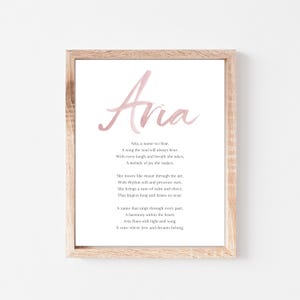 Aria Baby Name Meaning Poem Baby Names Nursery Sign Girl Names Printable Poem Instant Digital Downloads to put in nursery