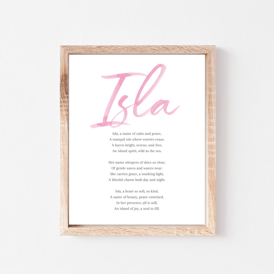 Isla Baby Name Meaning Poem Baby Names Nursery Sign Girl Names ...