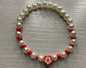 Red flower bracelet