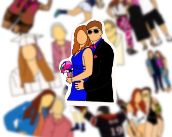 Custom drawn minimalist portrait sticker. Send Me a picture of what you want drawn :)