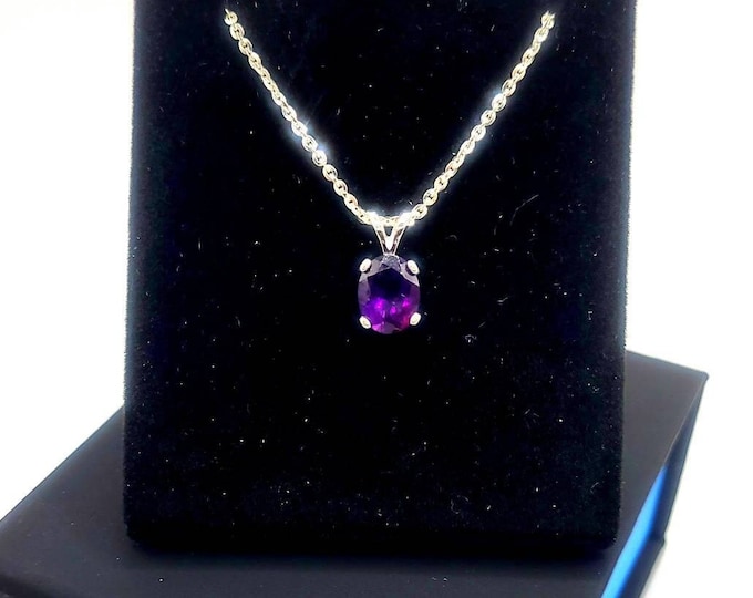 Natural Amethyst necklace, set in sterling silver. Pendant only, chain options available in variation