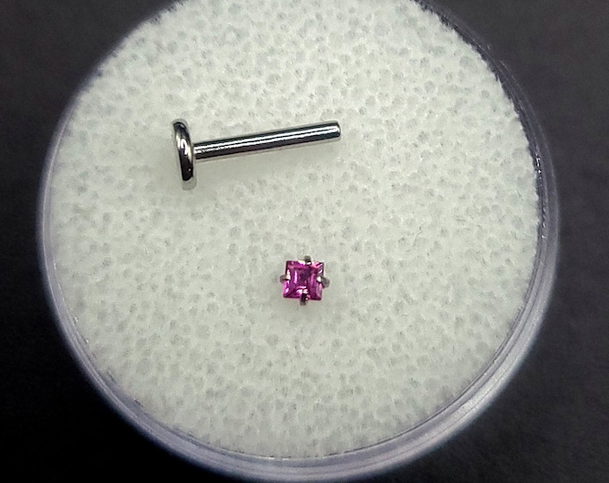 Natural garnet Push pin, flat back, stud piercing, Stainless steel, 6mm-12mm, gold plating options available