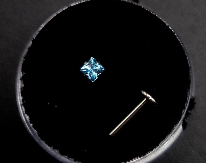 Natural topaz, flat back, stud piercing, Titanium, 6mm-12mm
