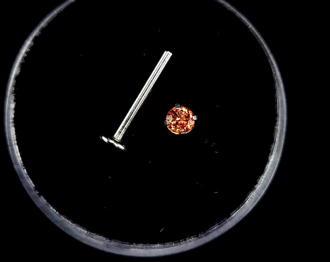 Natural sapphire Push pin, flat back, stud piercing, surgical steel, 2mm, 6mm-12mm, 2mm. Gold plating options available