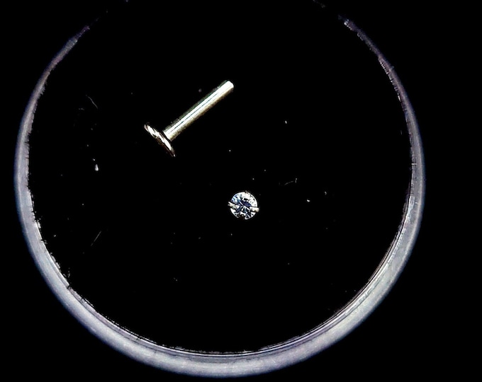 Natural white sapphire Threaded, flat back, 16g, 18g, stud piercing, surgical steel, 6mm-12mm, Gold plating options available