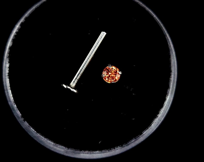 Natural sapphire Threaded, flat back, 16g, 18g, stud piercing, surgical steel, 6mm-12mm, Gold plating options available