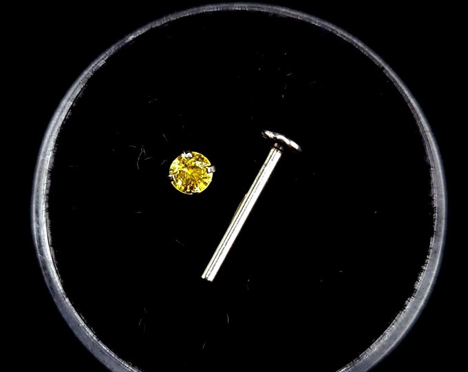 Natural sapphire Push pin, flat back, stud piercing, surgical steel, 6mm-12mm, Gold plating options available