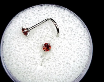 316L Surgical Steel Nose Stud L Bend Nose Stud Ring - 3mm CZ, 316L Surgical Steel, 20G Or 18G Sizes Threaded Nose Stud