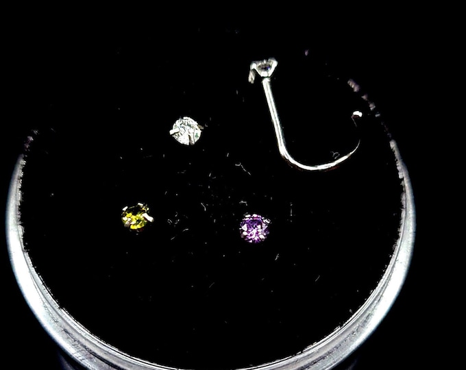 Cubic Zirconia nose stud, screw, 2-3mm,