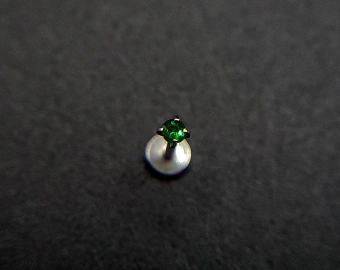 Natural Tsavorite garnet, flat back, stud piercing, Titanium, 6mm-12mm