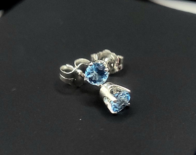 Genuine apatite earring studs. Light Blue apatite, Sterling silver studs, natural apatite, stud earrings pair, natural apatite, blue earring
