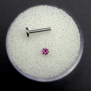 Natural garnet Push pin flat back nose stud piercing, 2mm, 6-12mm length, 16g, 18g, tragus stud, labret stud, lip ring, nose ring, earring