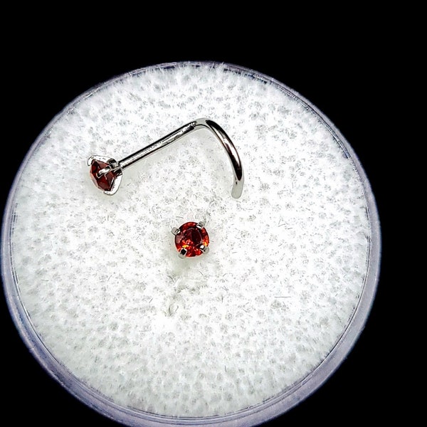 natural garnet nose stud. 2.5-3mm, L-bend, bone, and Screw, surgical steel, garnet stud. red nose stud, nose piercing, steel nose ring