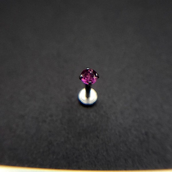 Natural garnet Push pin flat back nose stud piercing, 3mm, 6-12mm length, 16g, 18g, tragus stud, labret stud, lip ring, nose ring, earring