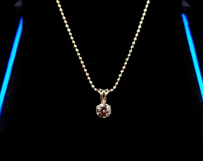 Golden zircon, in 14k gold, solid 14k gold 18in beaded chain. natural zircon gemstone, yellow gold necklace, small pendant, minimalist style
