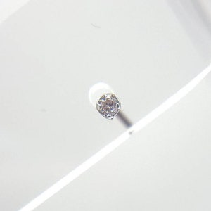 Natural light pink diamond nose stud. 2mm, L-bend, bone, and Screw, set in surgical steel