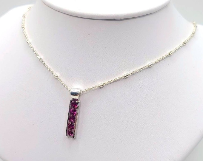 Pink Garnet pendant, multi stone set in sterling silver. Pendant only, chain options available in variation
