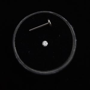 Natural zircon Push pin flat back nose stud piercing, 1.5-3mm, 6-12mm length, 16g, 18g, tragus stud, labret stud, lip ring nose ring earring