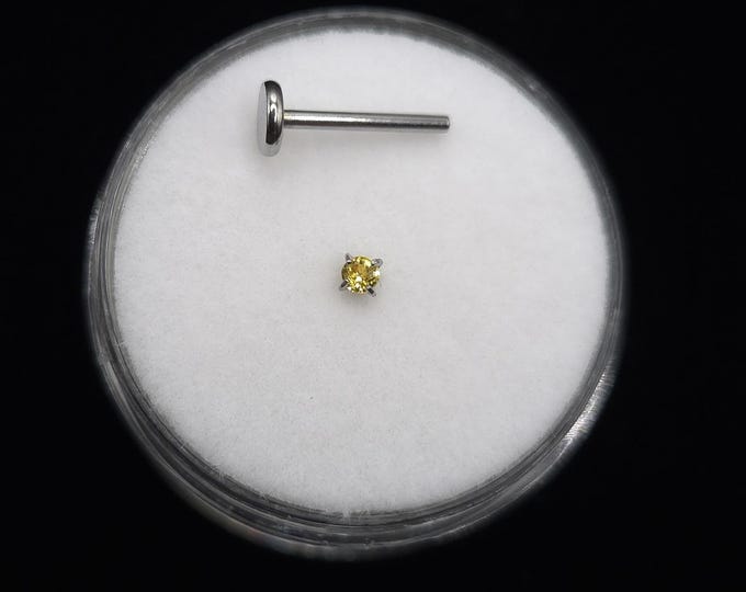 Natural sapphire Threaded, flat back, 16g, 18g, stud piercing, surgical steel, 6mm-12mm, Gold plating options available