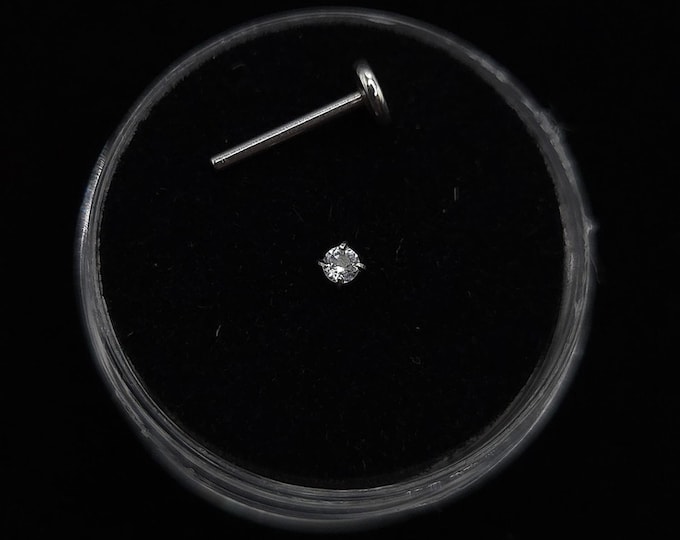 Natural topaz Threaded, flat back, 16g, 18g, stud piercing, surgical steel, 6mm-12mm, Gold plating options available