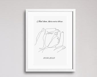 Personalised gift, Gift, And the there were three, Home Print, keepsake, family keepsake, new baby, newborn